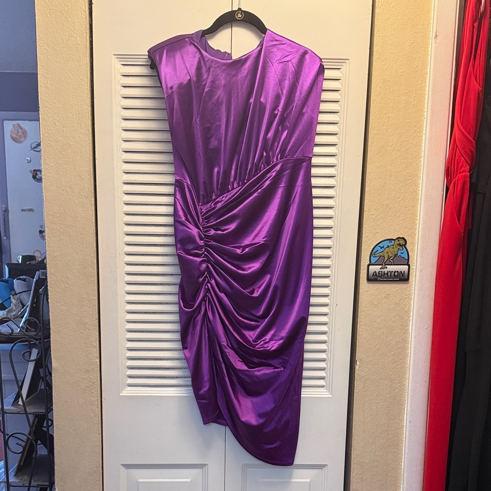 Express Vibrant Purple Asymmetrical Dress